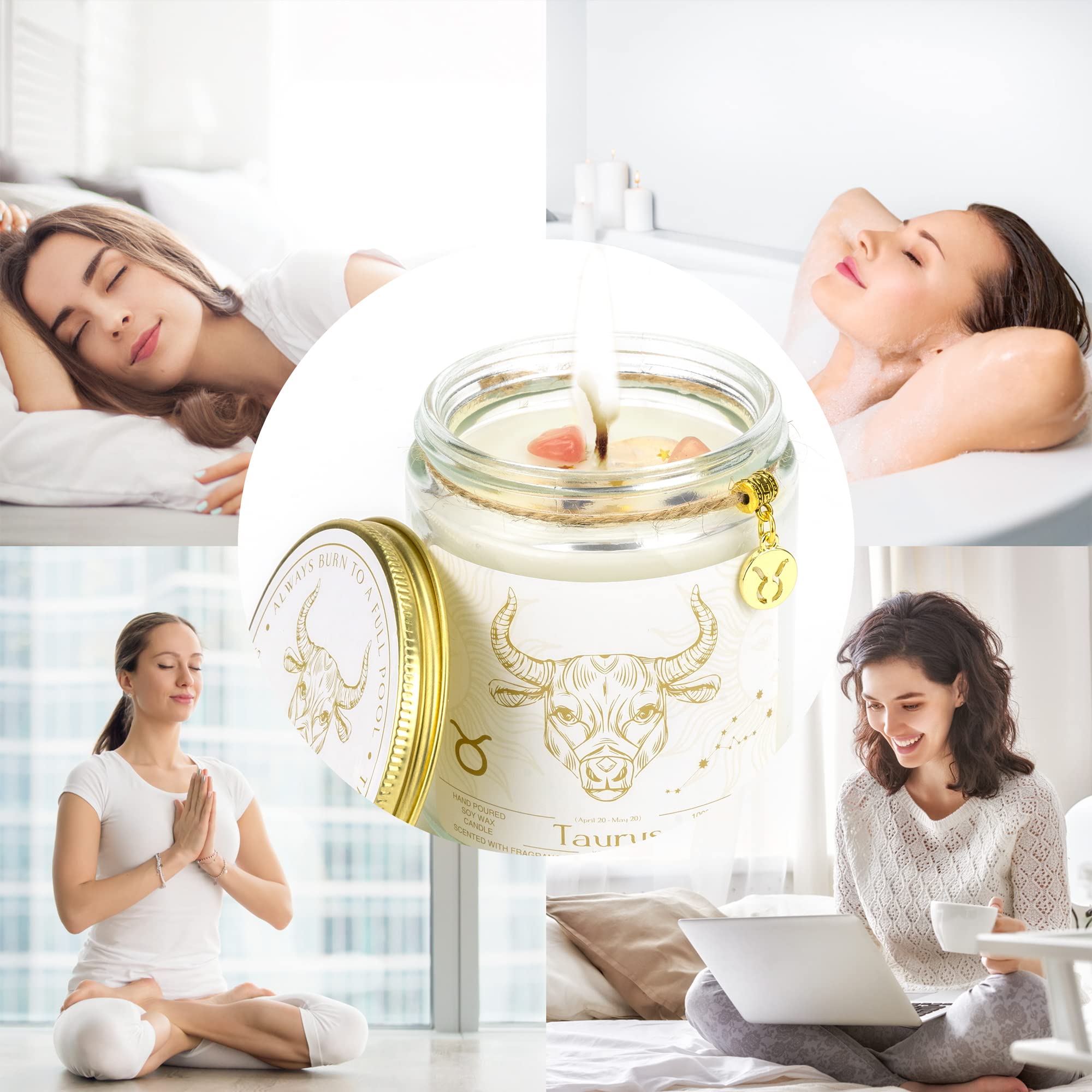 Byk prezent dla kobiet, świece byka, świece ze szkła zodiaku, prezent astrologiczny, kwiecień prezenty urodzinowe dla kobiet, mamy, siostry, zapachowe świece sojowe
