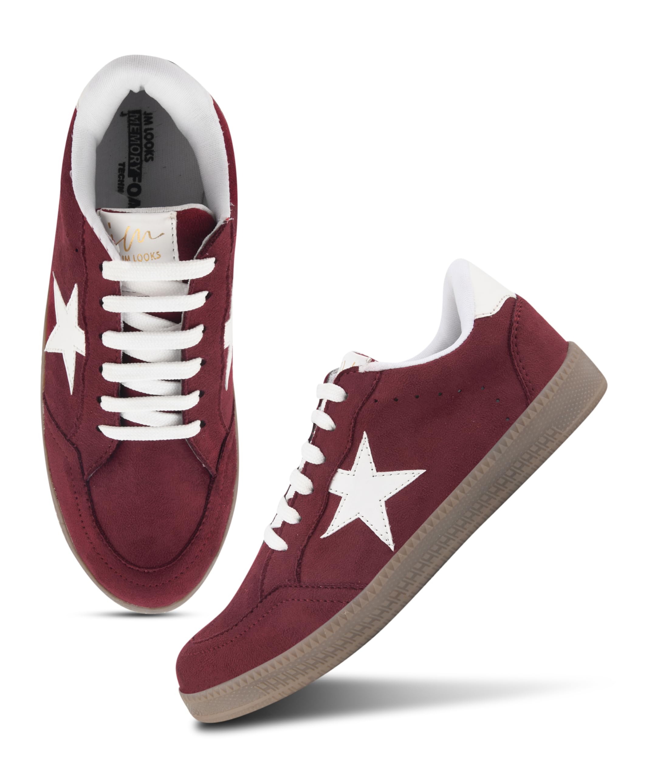 jm looks Suede Finish Sneakers with Star Patch Detail and Memory Foam Technology for Ultimate Street Style-picture-35