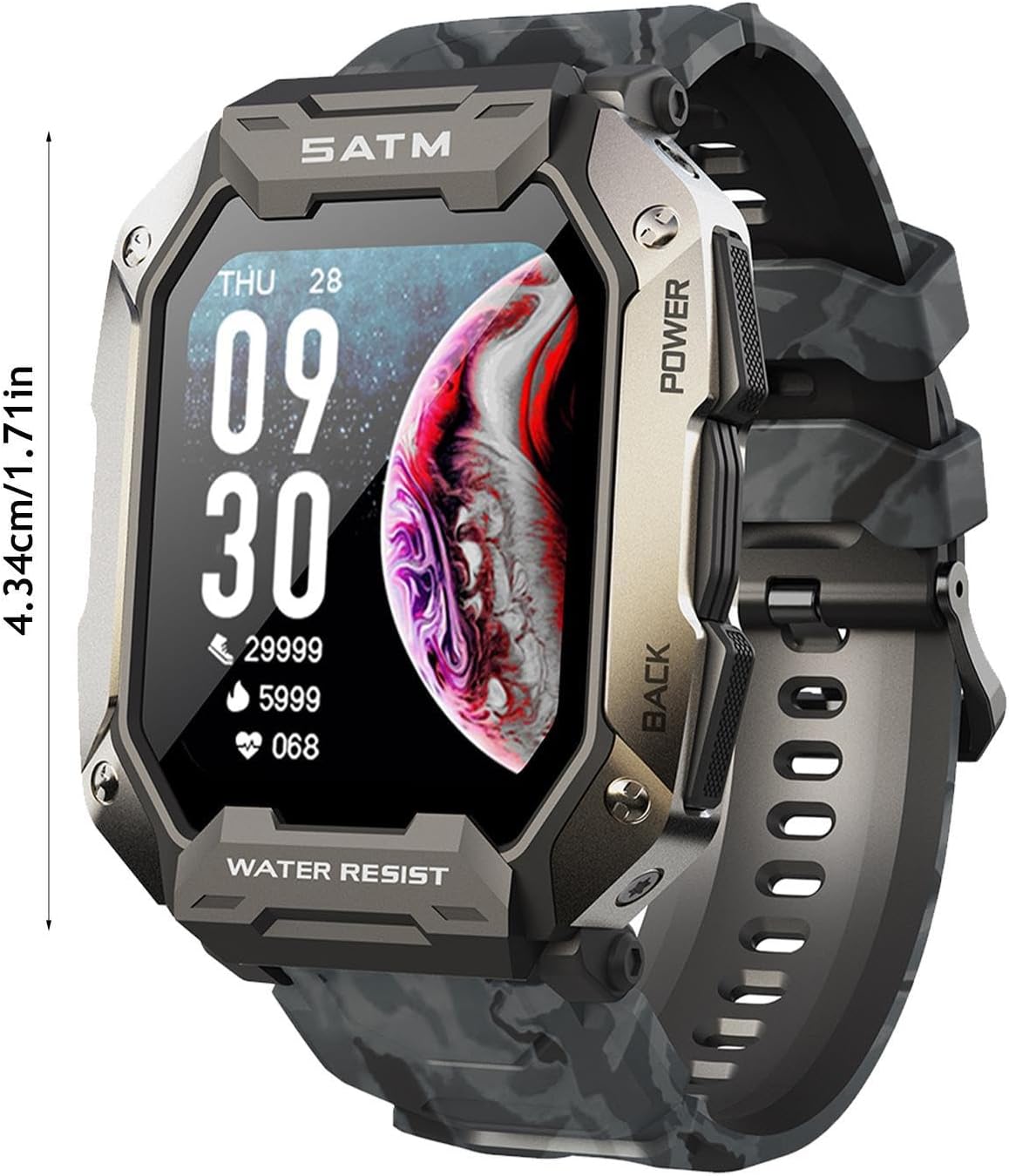Jikiaci Militari Orologi intelligenti | Orologio fitness da 1,71 pollici con frequenza cardiaca | Outdoor Tacticals Sport Robusto Smartwatch, Robusto Outdoor GPS Militare Smartwatch Resistente Jikiaci Militari Orologi intelligenti | Orologio fitness da 1,71 pollici con frequenza cardiaca | Outdoor Tacticals Sport Robusto Smartwatch, Robusto Outdoor GPS Militare Smartwatch Resistente