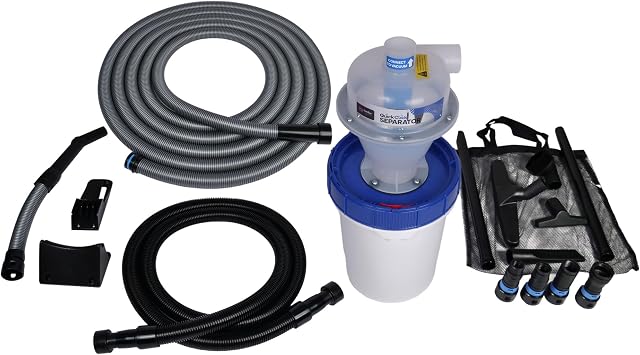 Quick Click Separator and Wall Hung 5 Gallon Collection Bin, Power Tool Adapter Set and 30 Foot Hose Kit with Cleaning Accessories for Wet/Dry Vacuums