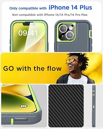 Miniatura 2 de AICase Funda para iPhone 14 Plus con soporte integrado con protector de pantalla de vidrio + lente de cámara, protección contra caídas de alta