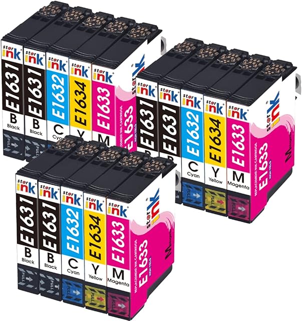 16XL Replacement for Epson 16XL Ink Cartridges Compatible with Epson Workforce WF-2750 WF-2630 2650 WF2630 WF2650 WF2660 WF2760 WF2510 WF2520 WF2530 WF2540 (Black Cyan Magenta Yellow,15-Pack)