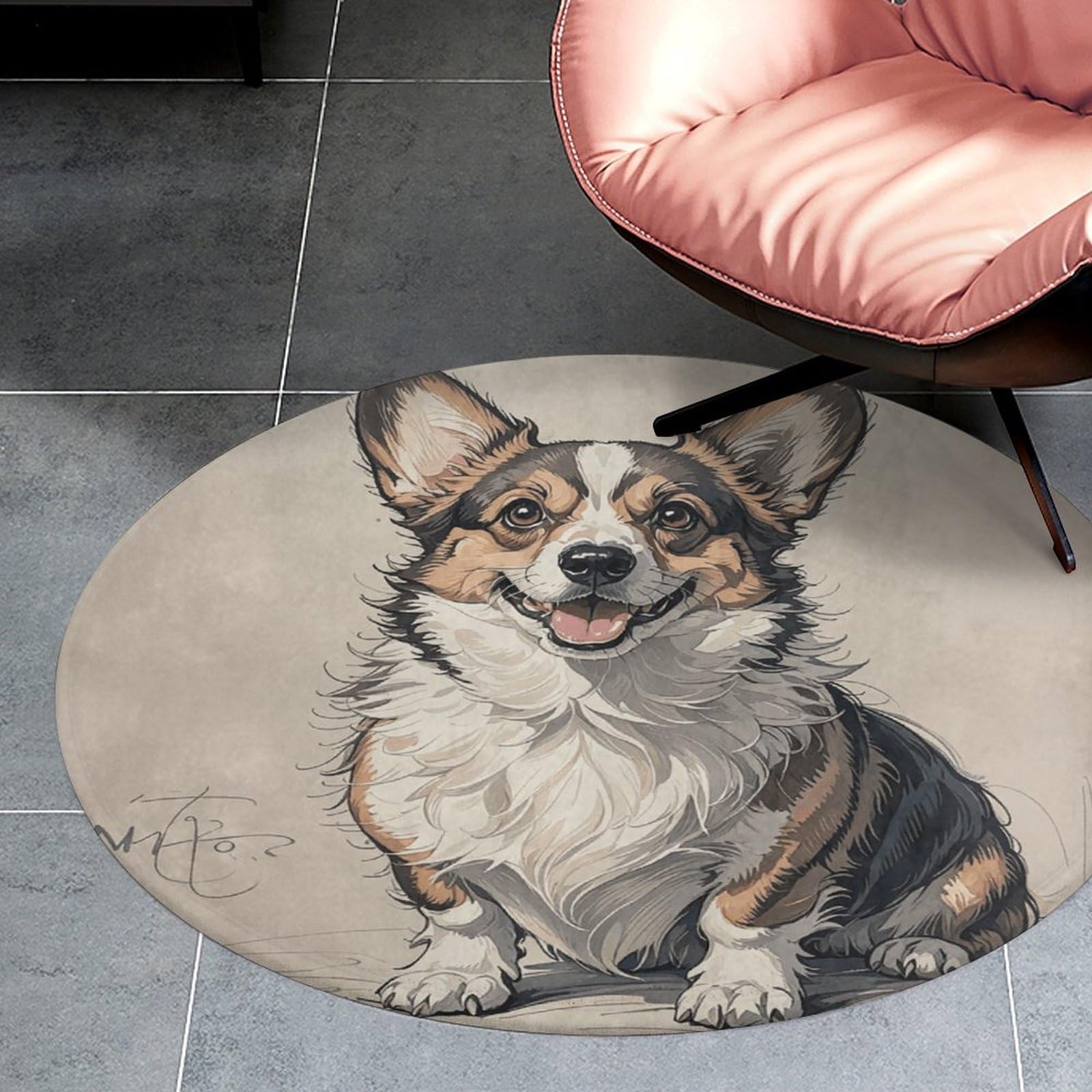 Tapis circulaire à poils courts de 0,6 cm en velours absorbant pour maison