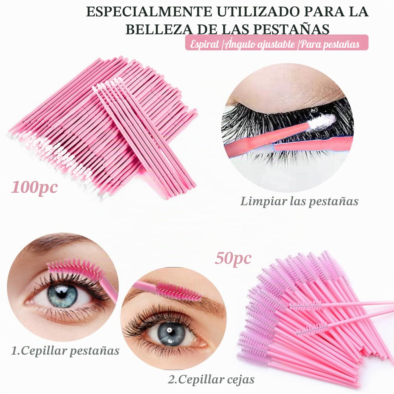 Kit de Extensión de Pestañas USB Ventilador de Aire Acondicionado Cepillos de Pestañas Micro Aplicadores Soporte de Pegamento Espejo Parches para Pestañas Cinta Almohadillas de Silicona Pinzas