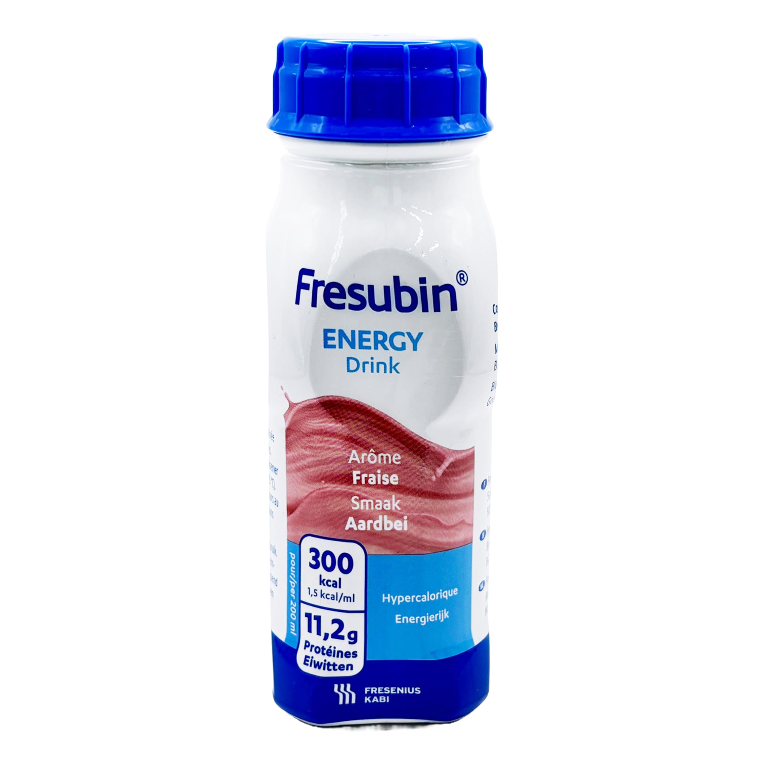 Fresubin Energy Drink - Erdebeere Hochkalorische Trinknahrung von Fresenius Kabi, 300 kcal pro Flasche, glutenfrei, laktosearm, ohne Ballaststoffe (200 ml (1 Flasche), Erdbeere)