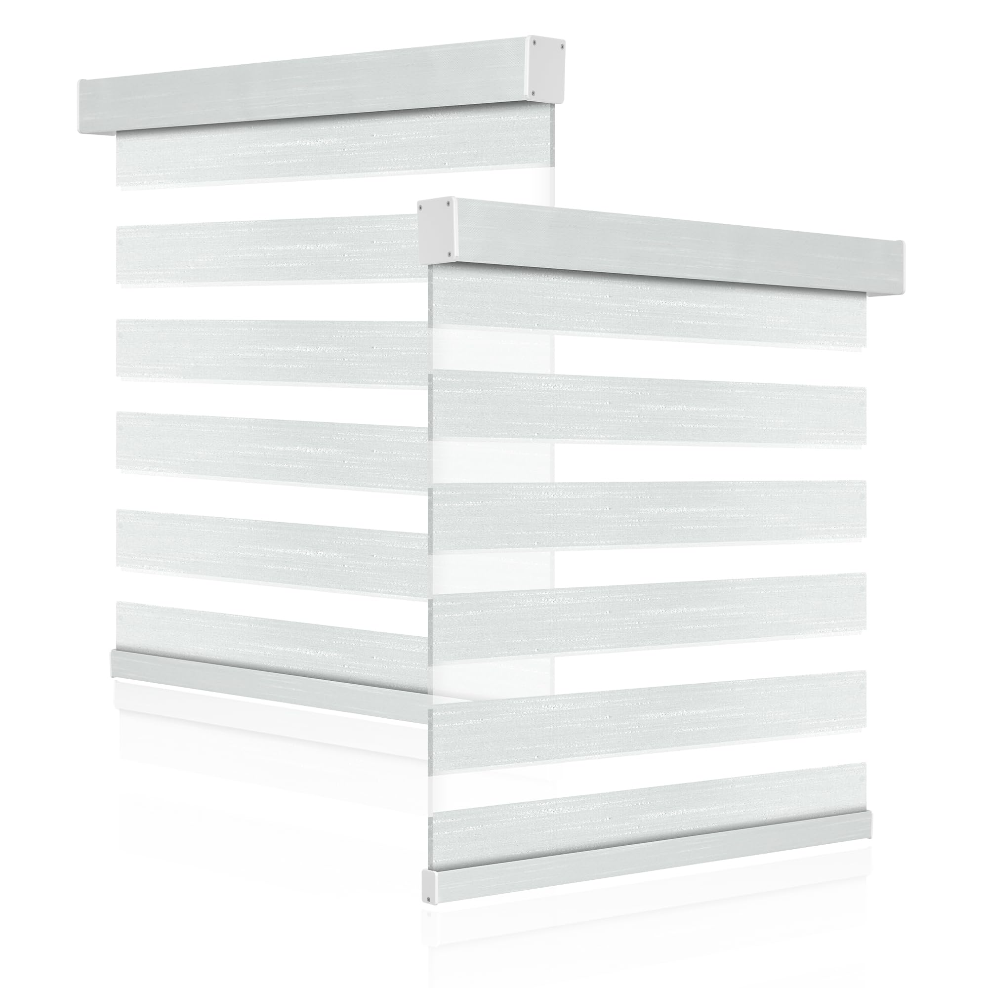 Boolegon Custom Size Zebra Blinds for Windows Shades,Blackout Cordless Zebra Roller Blinds,Textural Privacy Light Control for Day and Night,Easy to Install, White, 22