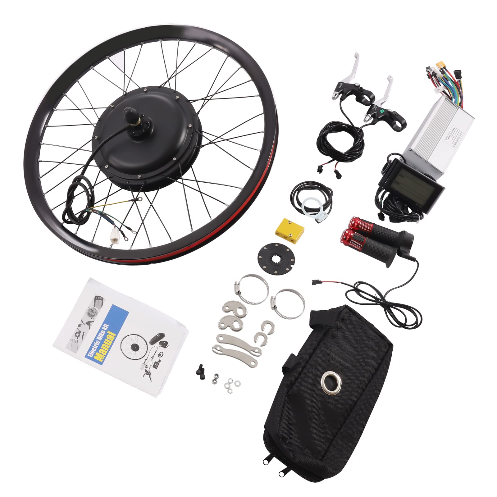 Electric Bicycle Motor Kit Front/Rear Wheel Bike Modification Kit E-Bike Front/Rear Wheel Conversion Kit with Display for Assembling and Modifying The Rear/Front Wheels