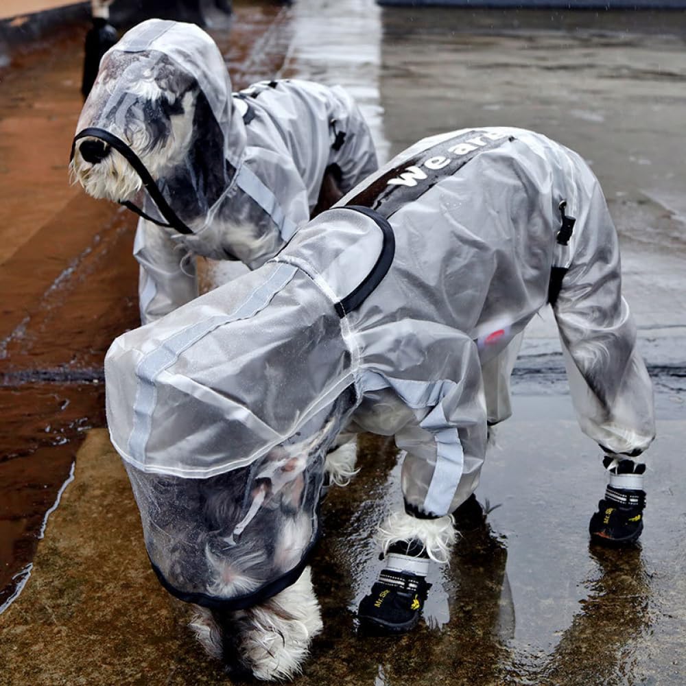 HAZARA Mode Chien Mackintosh Quatre Pattes imperméable Tout Compris vêtements pour Animaux de Compagnie Petit et Moyen Grand Chien Transparent réfléchissant-White||4XL