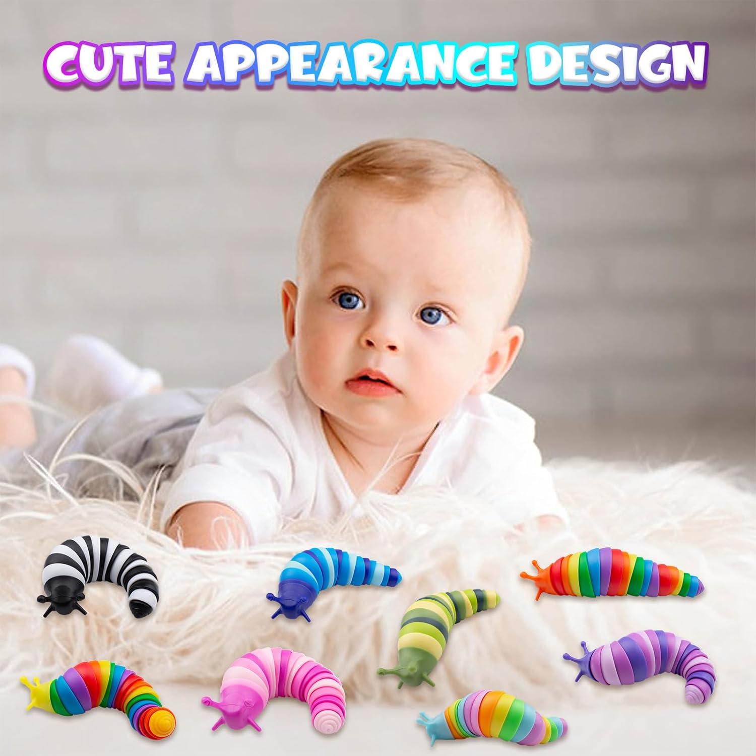 Cevioce Easter Basket Stuffers for Kids 16 PCS Fidget Toys Slug for Adults Anxiety Sensory Toys for Party Favors Toddler Age 3-4 ADHD Autism Toys for Anxiety Stress Easter Gifts for Boys Girls