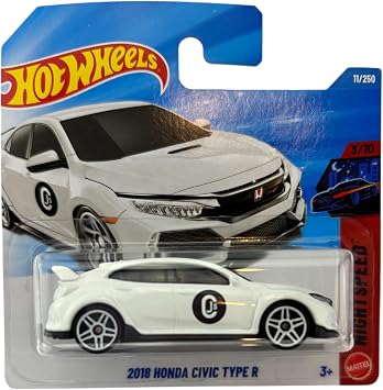 Hot Wheels - 2018 Honda Civic Type R - Night Speed 3/10 - JJH88 - Short Card - White - Licensed Model - Mattel 2026-164