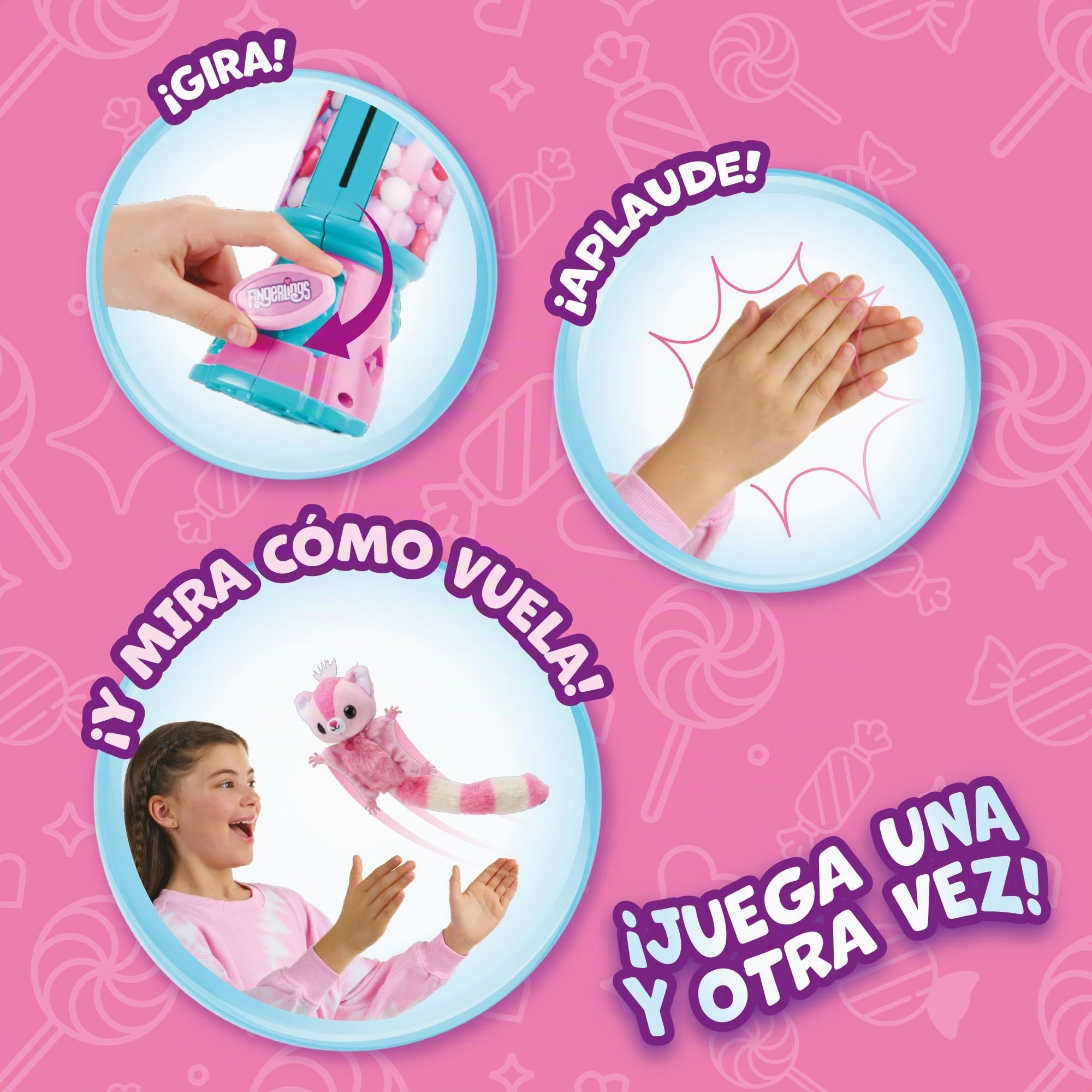 Bizak Fingerling 61853147 Écureuil Volant + 75 Sons et réactions, interagit et Vole vers Vous, + 1 mètre de Distance, Lanceur avec Sons et Musique, + 5 Ans