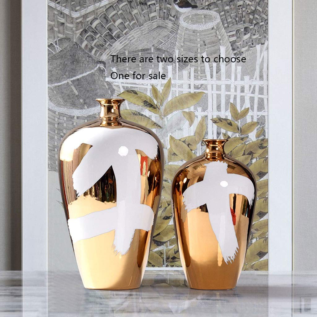 Wazon Ceramiczny Abstrakcyjny Złoto I Biały Wystrój Domu Dekoracje Dekoracji Wazony Showroom Moda Dekoracyjny blat (Rozmiar : Height 41cm)