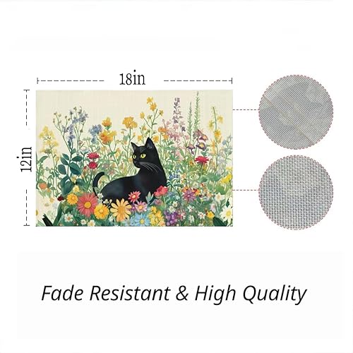 Miniatura 2 de Juego de 4 manteles individuales de vinilo para comedor, lavables, impermeables, juego de 4 manteles individuales negros para mesa de comedor,