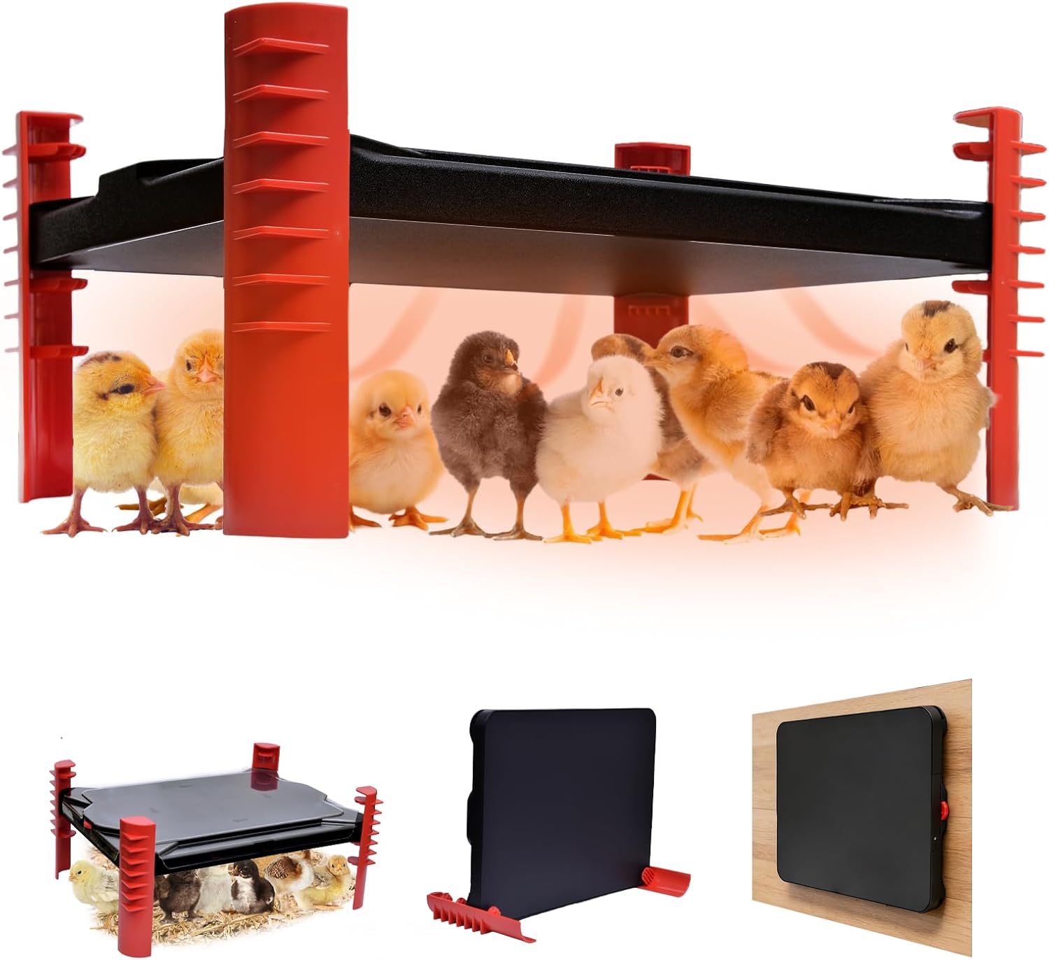 Smart Chicken Brooder Heater - Brooder Plate for 25 Chicks, 150W Adjustable Temp Chick Heating Plate with Built-in Sensor, Height Adjustable for Coop Warmer