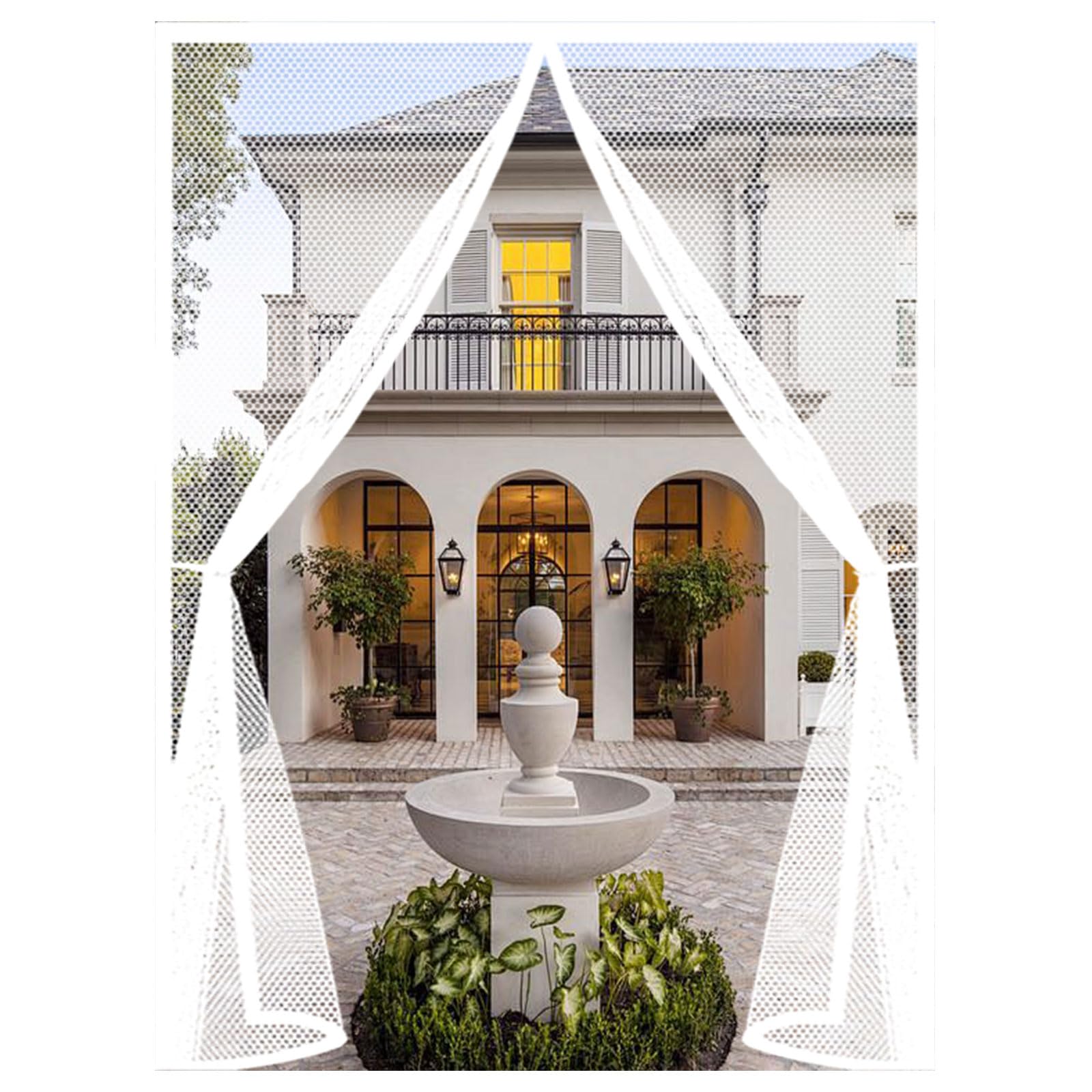 Guojun White Magnetic Screen Door 150 X 270 Cm Powerful Magnets And Full Frame Magic Tape Fly Insect Screen Door Easy To Install Without Drilling For Patio Bedroom Sliding Kitchen,