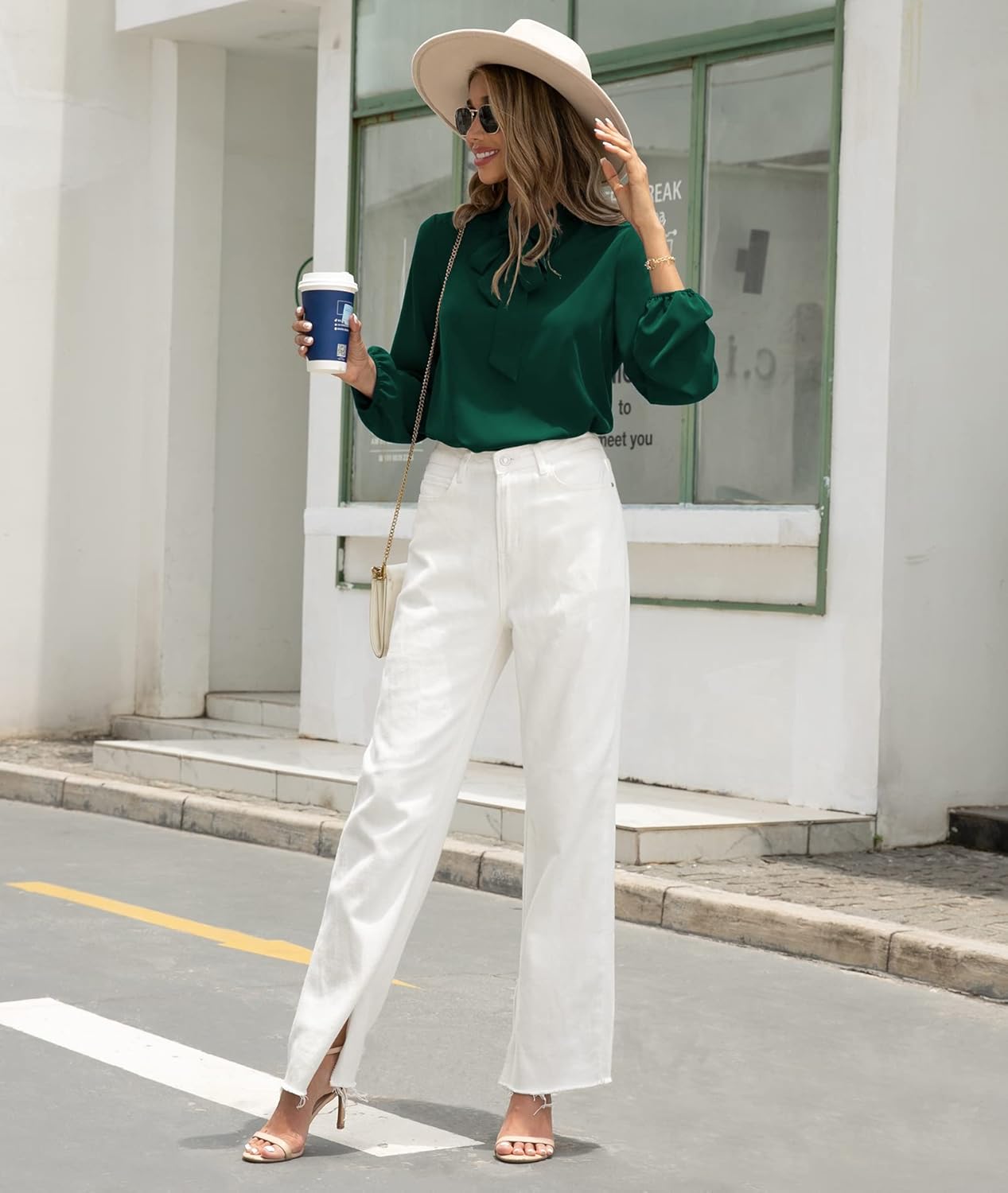 CZYINXIAN Womens Dressy Chiffon Blouse Business Work Casual Tie Neck Shirt Tops - Image 3