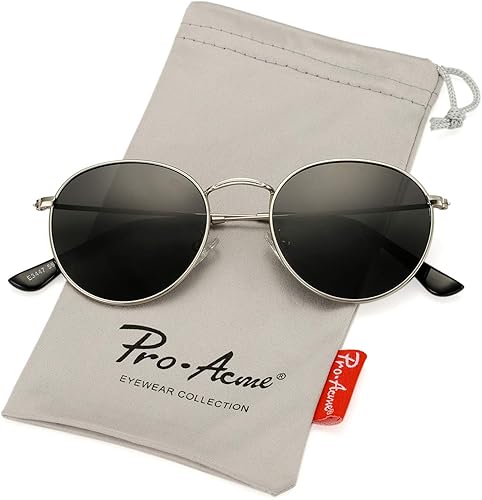 Miniatura 4 de Pro Acme - Gafas de sol pequeñas redondas de metal polarizadas para mujer, estilo retro de diseñador