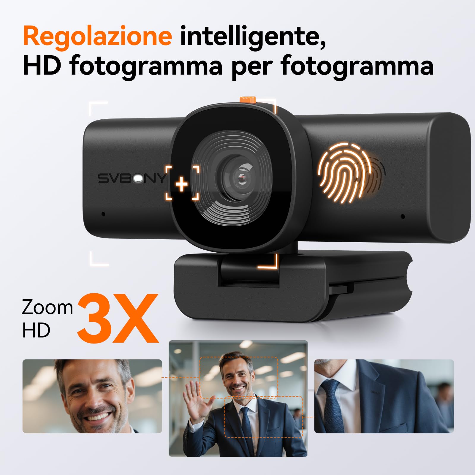 SVBONY 2K Webcam per Mac/PC, Doppi Microfoni Del Rumore AI, CAF Autofocus, Per Zoom e Lavoro para Windows MacOS Linux Soporta Video Calling Videoconferencia