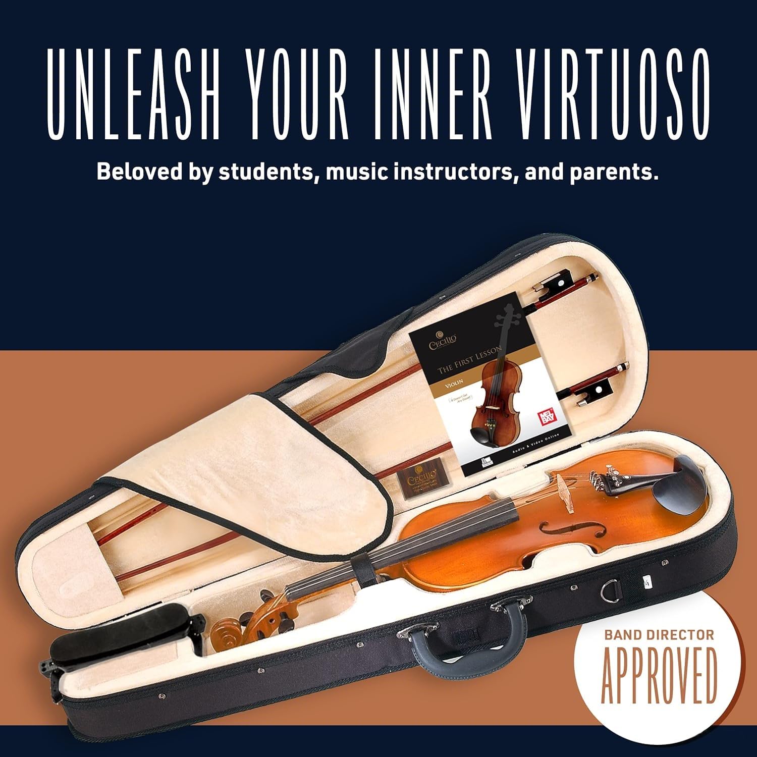 CVN-300 Violine aus Massivholz, Ebenholz, Prelude Saiten, Größe 4/4 (volle Größe)