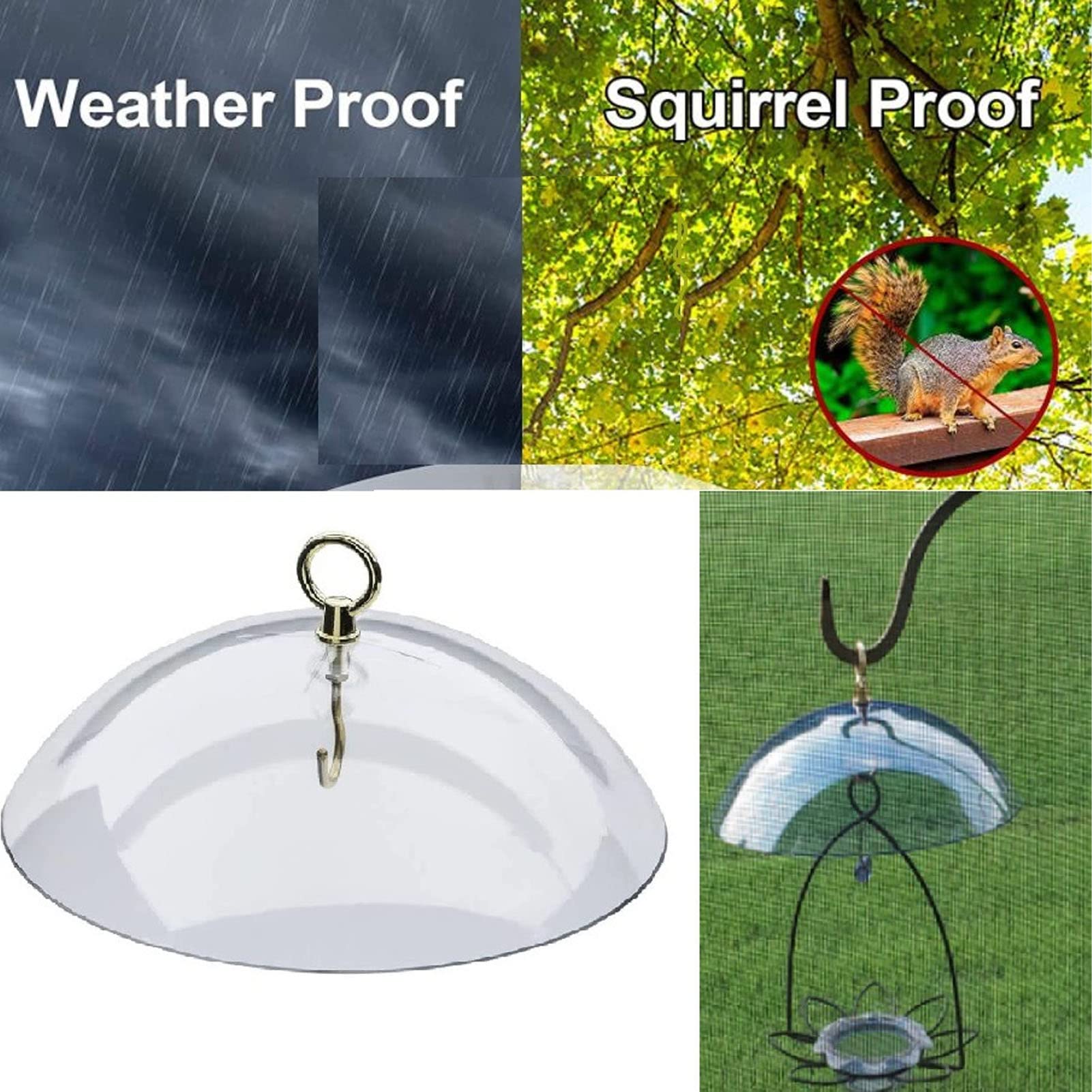 Yosoo Health Gear Housse de Protection pour Mangeoires à Oiseaux, Empêche Les écureuils, Dôme Transparent, Protection Contre la Pluie, Ronde, Anti-écureuil, pour Suspendre Un Jardin Extérieur