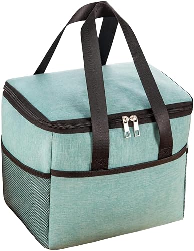 Insulated Lunch Bag, Reusable Leakproof Cooler Bag with Strap - Lightweight and Freezable (Green)
