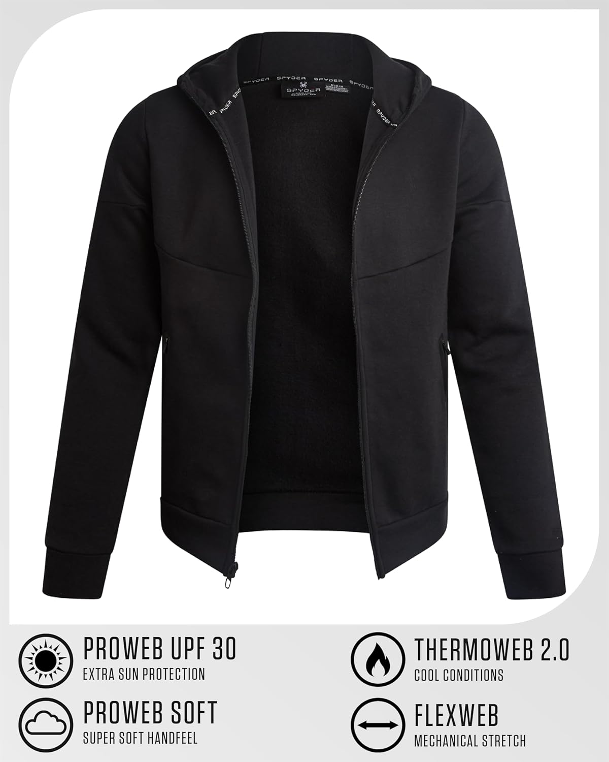 Spyder Mens Zip Up Hoodie - Super Soft Performance Fleece Sweatshirts for Men - Warm Athletic Hoodies for Running Walking Gym - Image 5