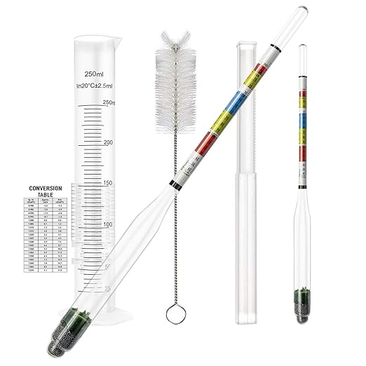 Triple Scale Alcohol Hydrometer(2 pcs)and Test Jar for Home Brew, Wine, Beer, Mead, Cider & Kombucha - Combo Set of 250ml Plastic Cylinder, Cleaning Brush, Storage Bag - ABV, Brix and Gravity Test Kit