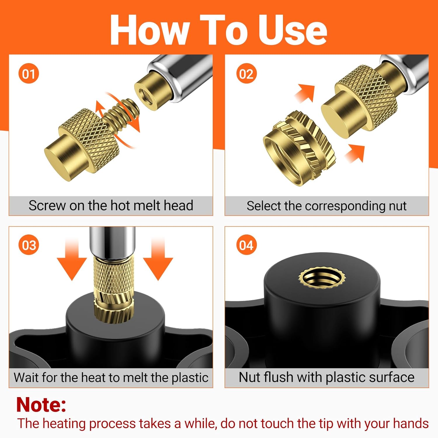 Preciva Heat-Set Insert Tip Set - with Soldering Iron and 130Pcs Thread Inserts, for 3D Printer Parts or Plastic Parts