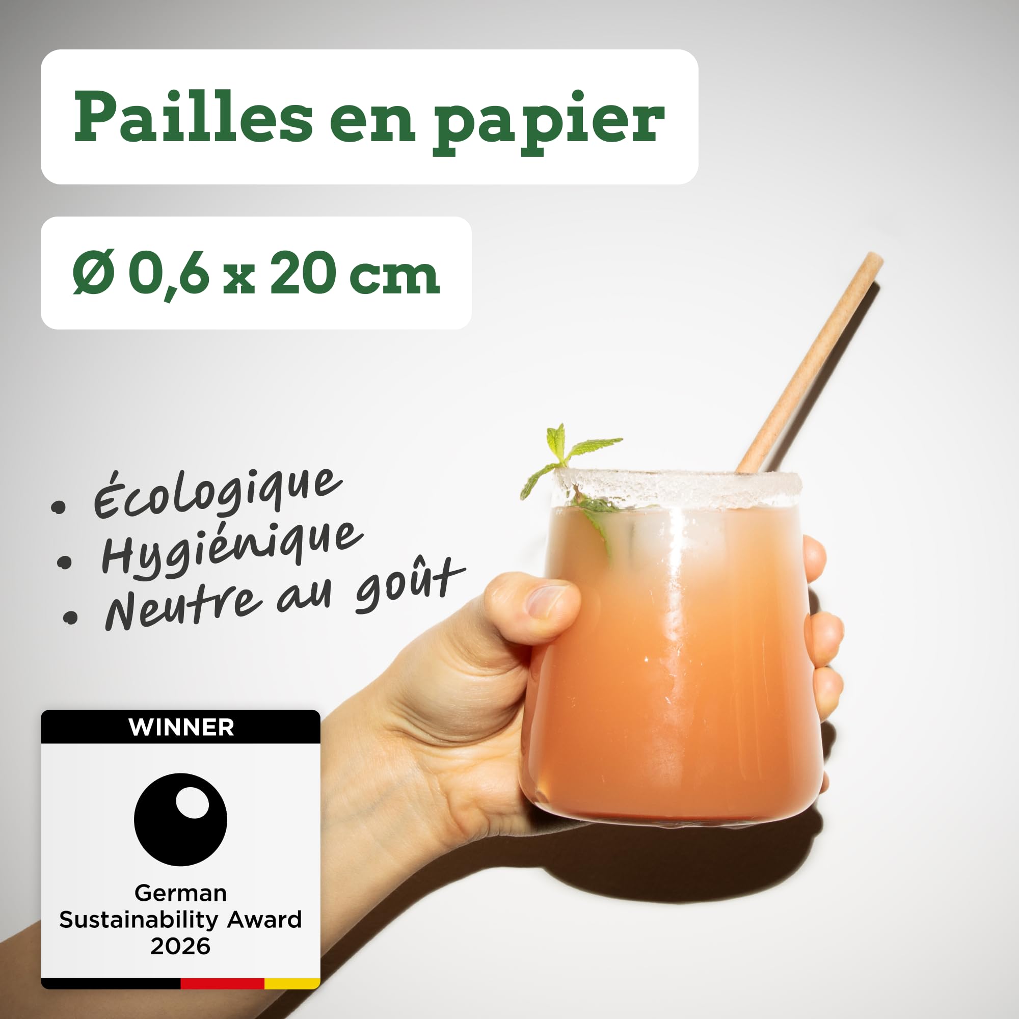 Wisefood® Paille Papier [20 cm Ø 6] Smoothie Milkshake Paille [Brun] Paille cocktail Slushy pour Bar Mariage Anniversaire [500 pcs.] Restaurant Pailles Carton jetables | Paille decorative Carton