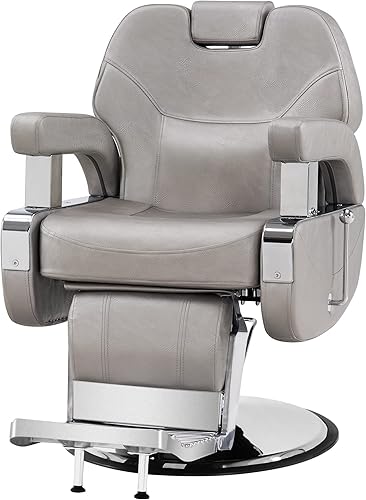 BarberPub Silla de peluquería reclinable hidráulica multiusos para salón de belleza, spa, equipo de estilismo 9206 (gris plateado)
