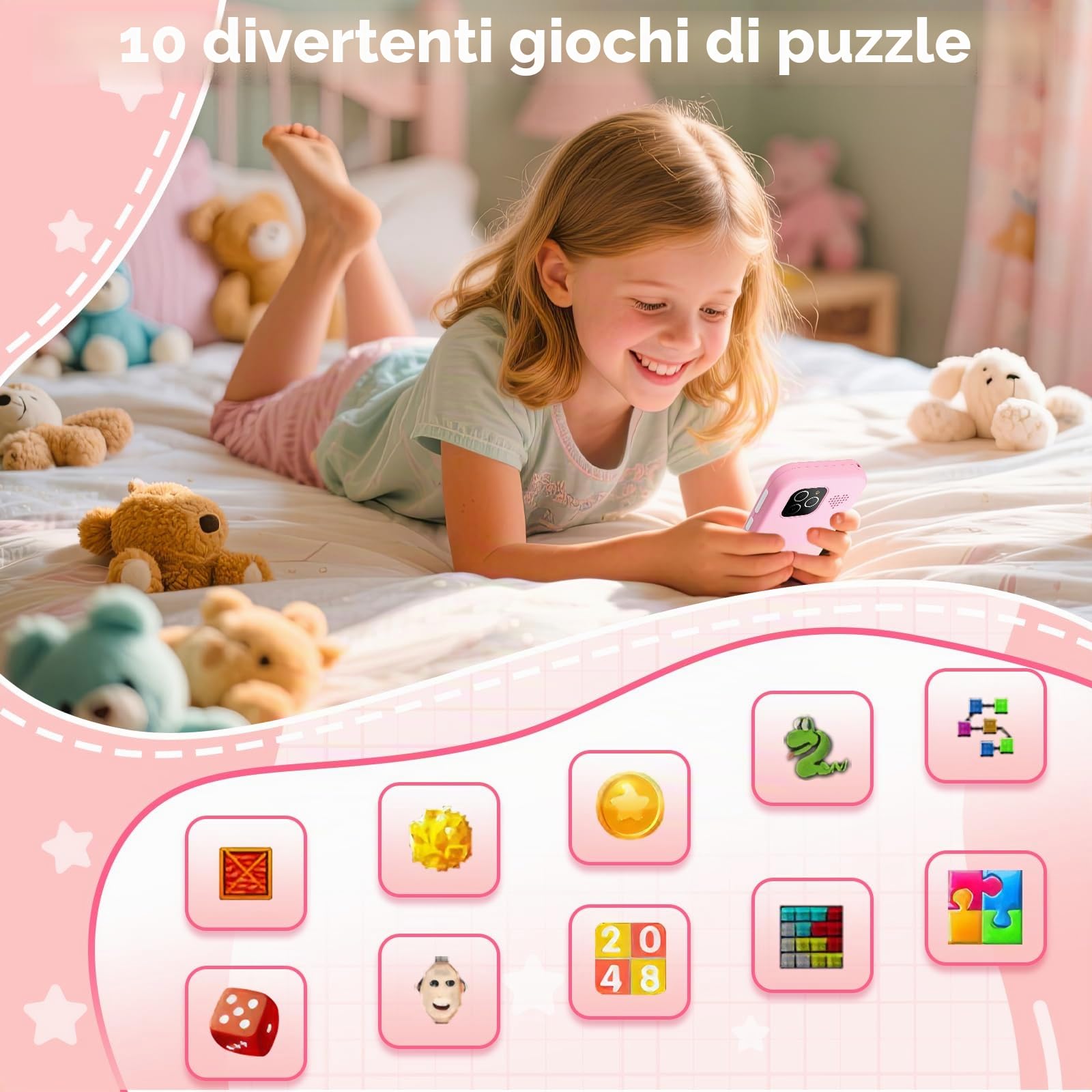 4G Giocattolo per bambini con doppia fotocamera per bambini Touchscreen da 2,8 pollici Telefono per bambini Apprendimento Telefono per bambini Giocattolo di apprendimento Ragazzi Ragazze 3 4 5