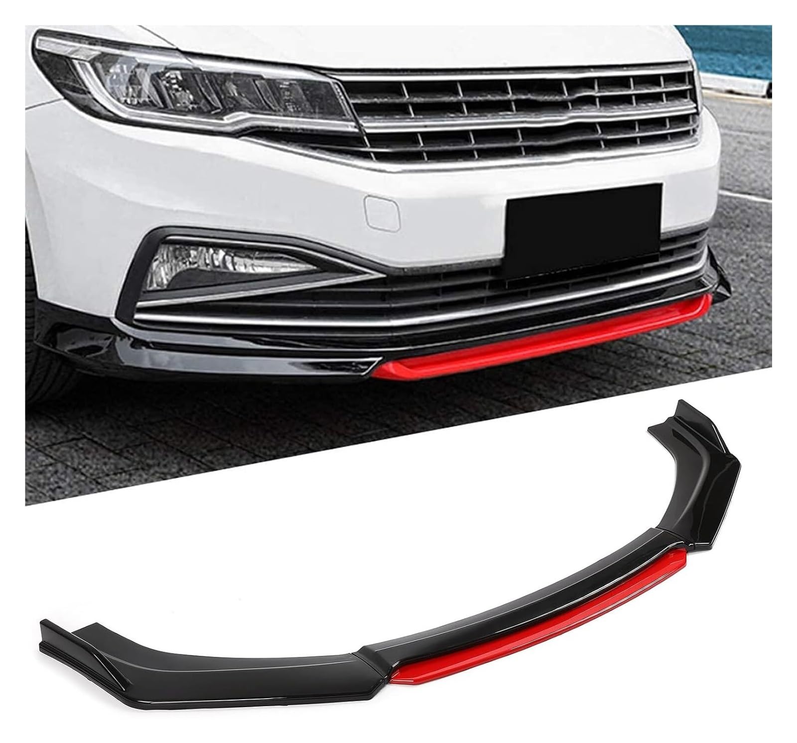 Coche Alerón Delantero para Opel Insignia B Sports Tourer Kombi 2017-2024 2025, Alerón Delantero Labio Hoja Divisoria Lip Exteriores Accesorios(Black Red)