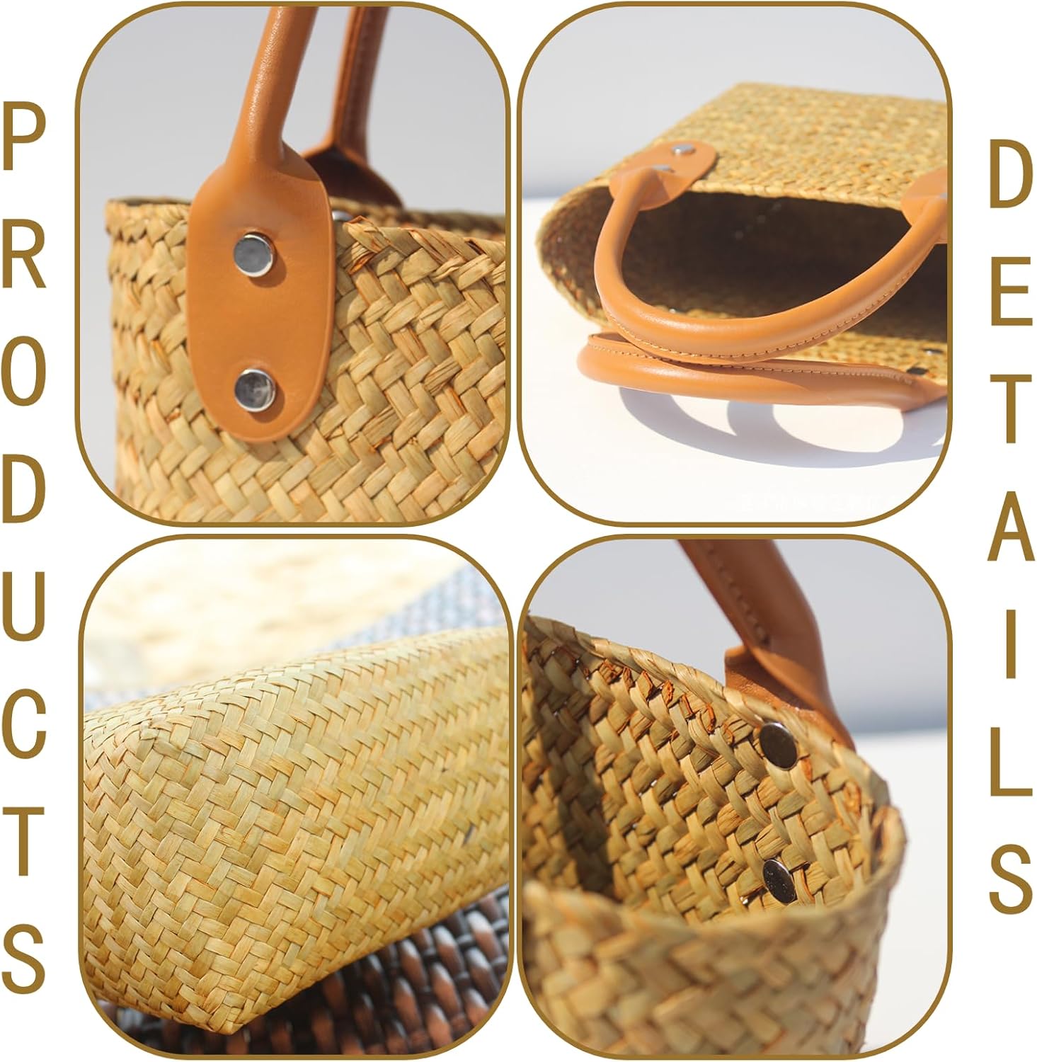 Beach Straw Bag for Women, Natural Straw Tote Bags with Top Handle No Lining Woven Handbag Small Purse for Summer