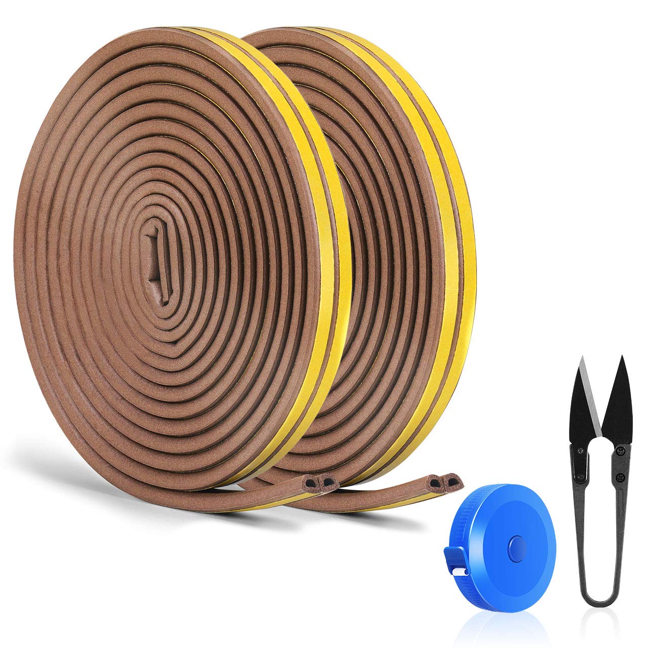 RATEL16 m / 52.5 ft sealing tape for doors, door seal, window anti-collision sealing strip with 1 pair of scissors for blocking cracks and gaps (brown)