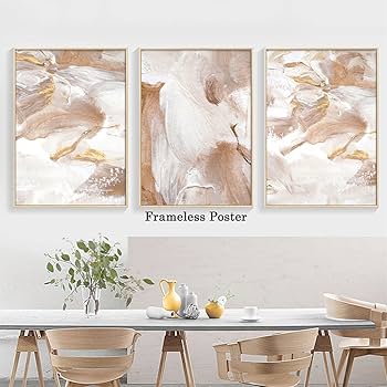 Amazon｜抽象ウォールアート キャンバス ベージュ ニュートラル