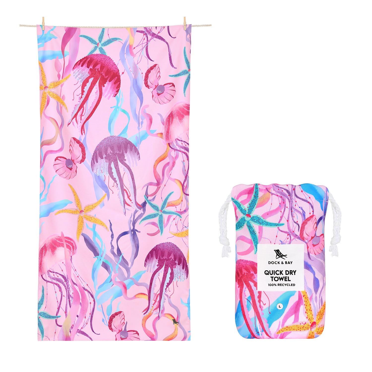 Dock & Bay Kid's Towel - For Beach Use - Quick Dry, Sand Free - Compact, Lightweight - 100% Recycled - Includes Bag - Ready for this Jelly, Medium (130x70cm, 51x28) — image 1