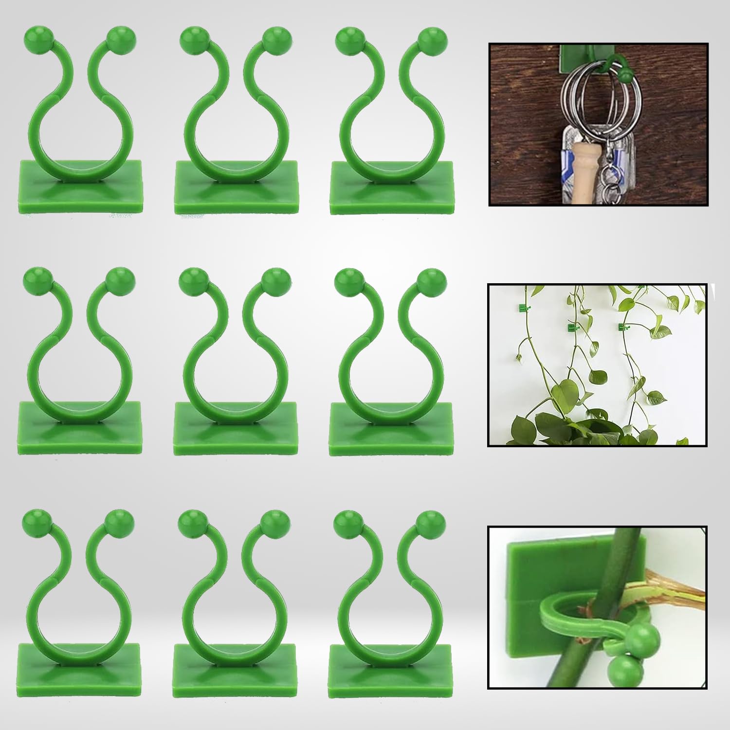 CINAGRO Plant Climbing Wall Clips, 30 Pieces with Self-Adhesive, Money Plant Support Clips, Vine Plants Fixing Clips, Invisible Hook Plant Clips for Climbers, Clips, Key Holder, Wires, Ropes