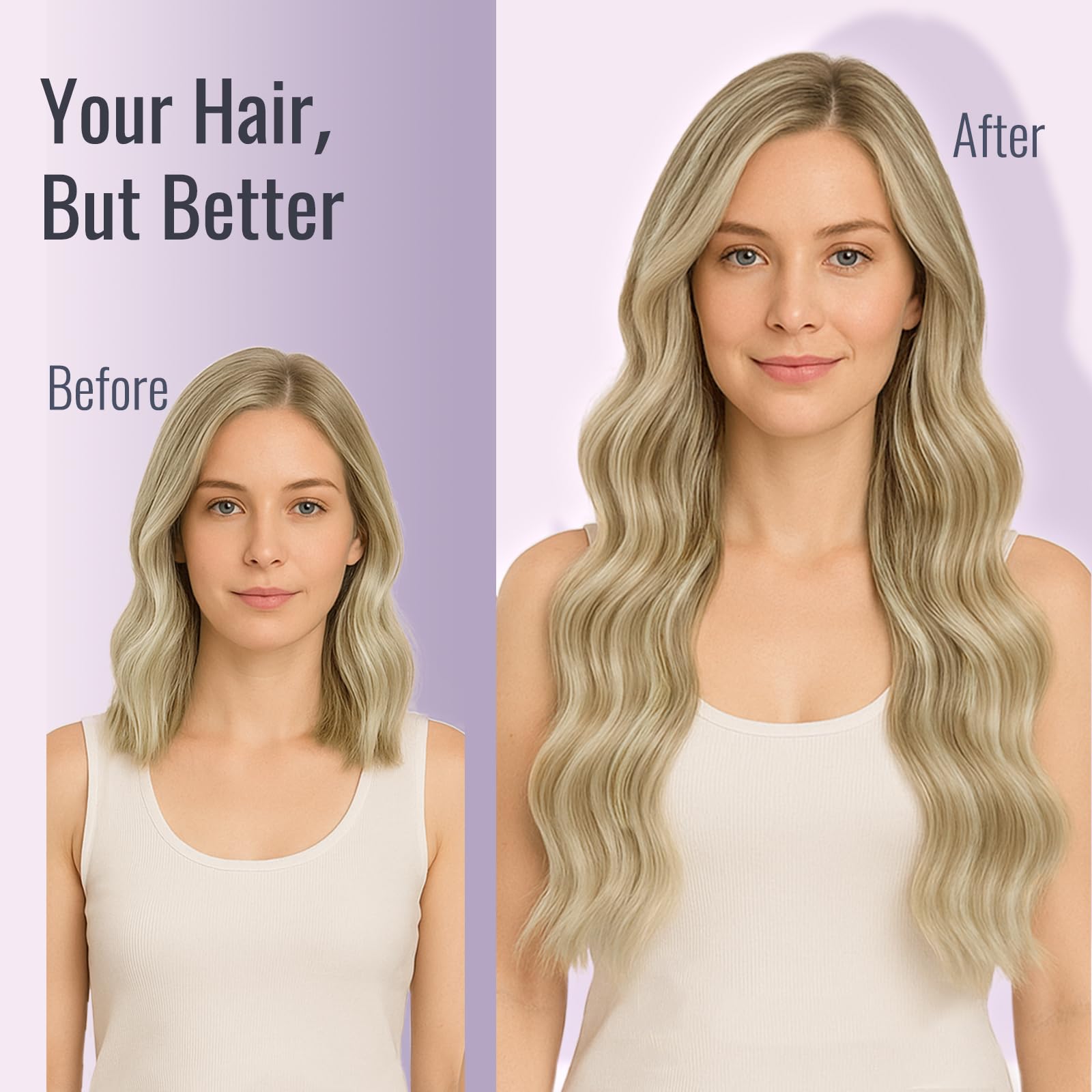 Fshine Extensiones Adhesivas Pelo Natural Extensiones de Cabello 14 Pulgadas 35CM 50g Rubio Dorado Highlight Rubio Claro 20PCS Cabello Humano Color 16P22 Color 16P22 — view 6