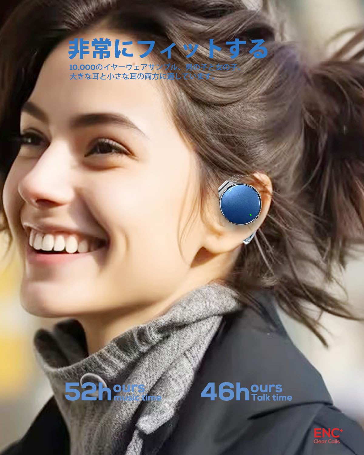 Amazon.co.jp: 無線耳掛け式イヤホンBluetooth 5.4 ノイズキャンセ