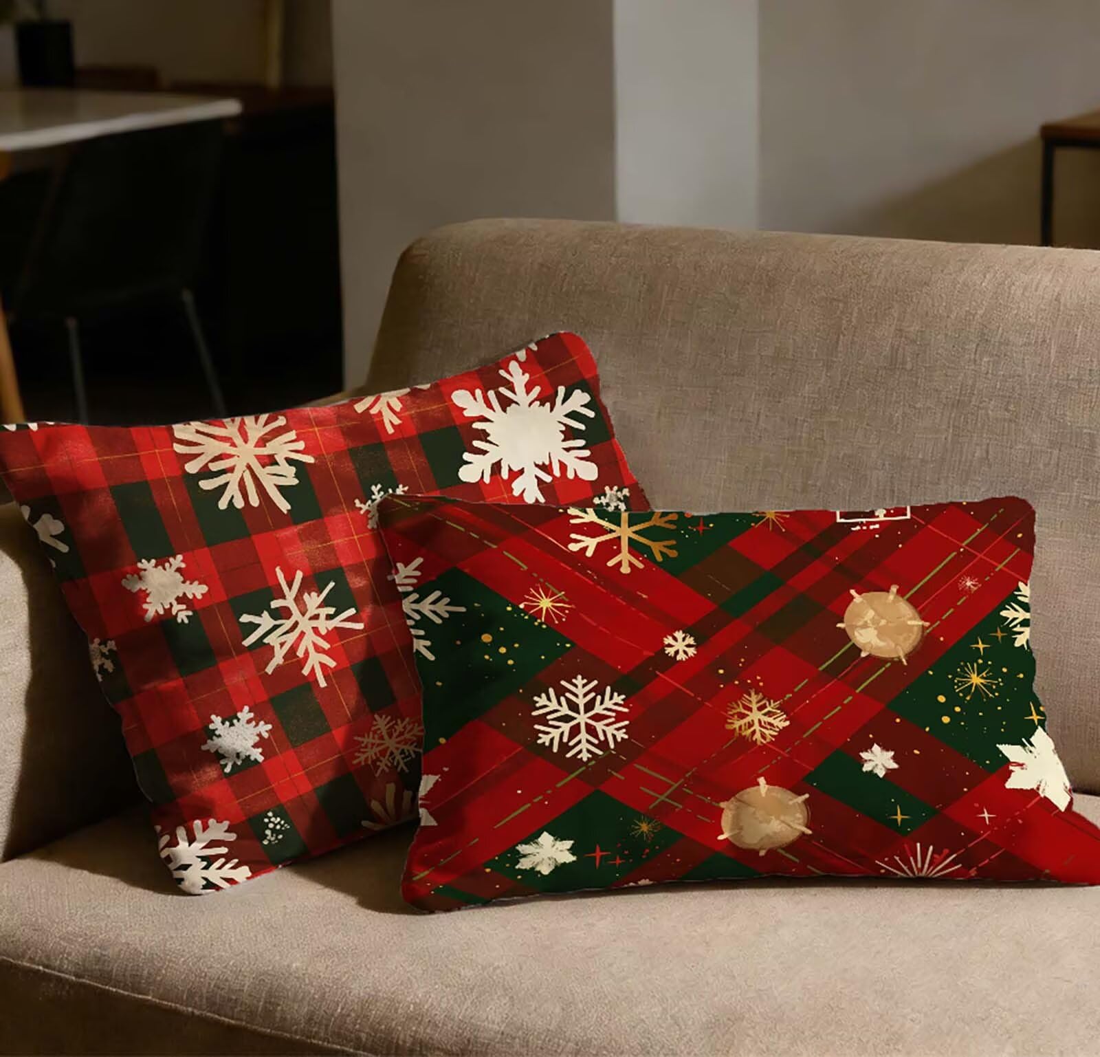 Housse de coussin velours rouge 60x80 haut de gamme au motif flocon délicat