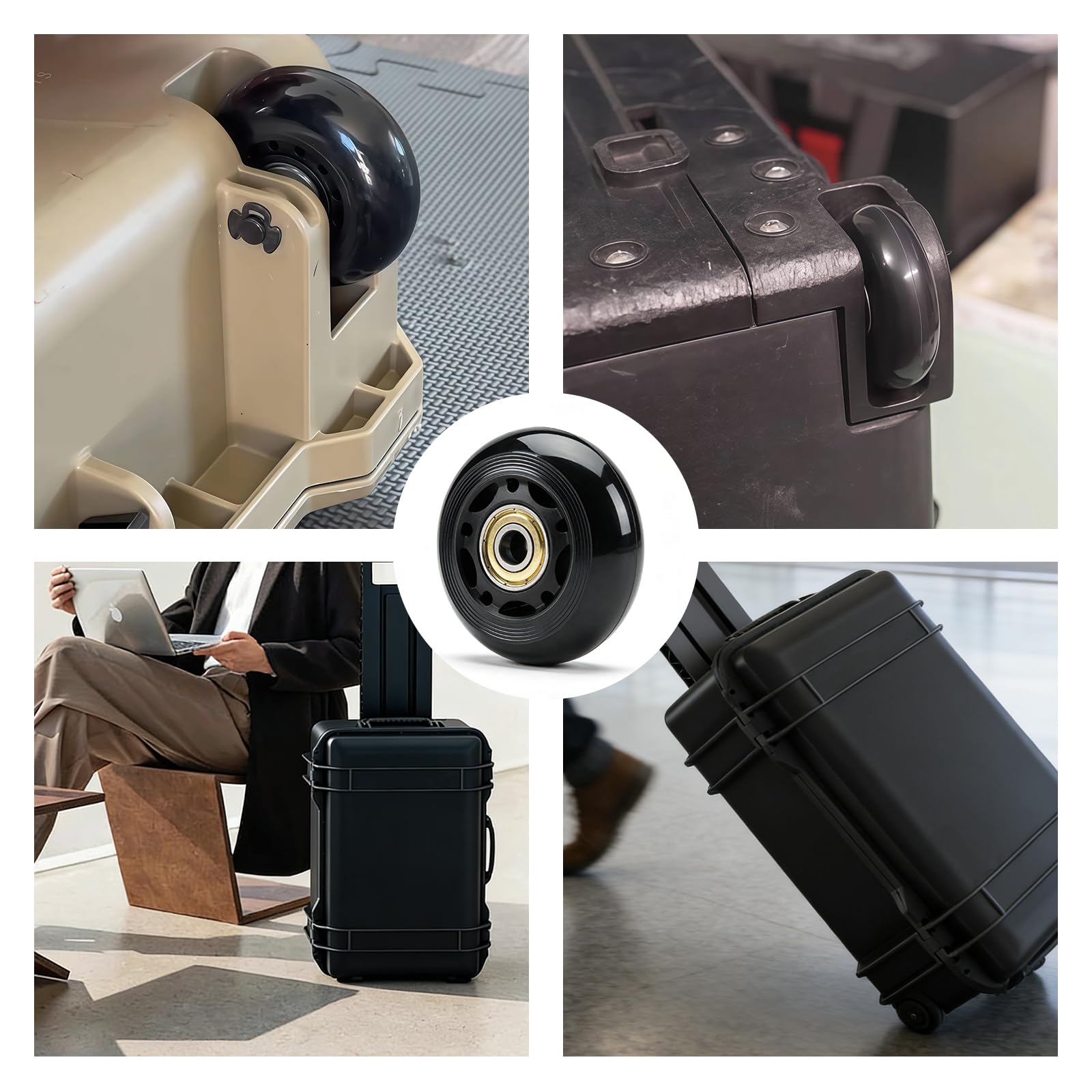 Kofferrollen Ersatzrollen Luggage Koffer Rollen Ersatz - 2X Ersatzrollen Koffer für Peli Air 1615/1595/1535 mit Kugellagern für Leises und Leichtes Rollen, Robuste Kofferräder für Reisen und Alltag