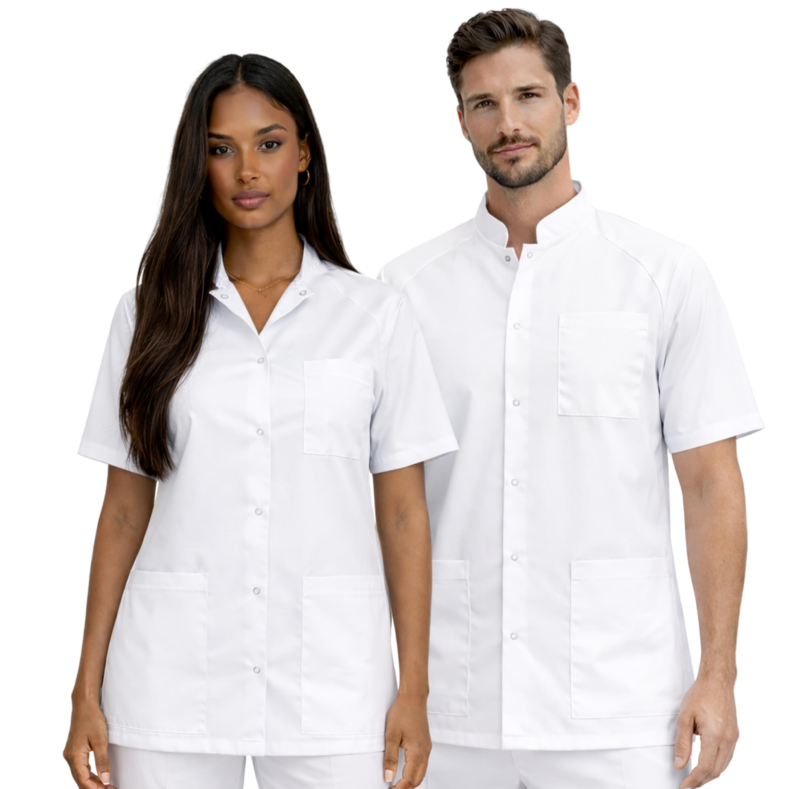 Blouse médicale Mixte col Officier – Lot de 1/3/5 – Qualité supérieure – Polycoton 65/35 Oeko-TEX – Blouse Hôpital Clinique Infirmier(e) Aide-Soignant(e) Médecin Kiné Pharmacien(ne)