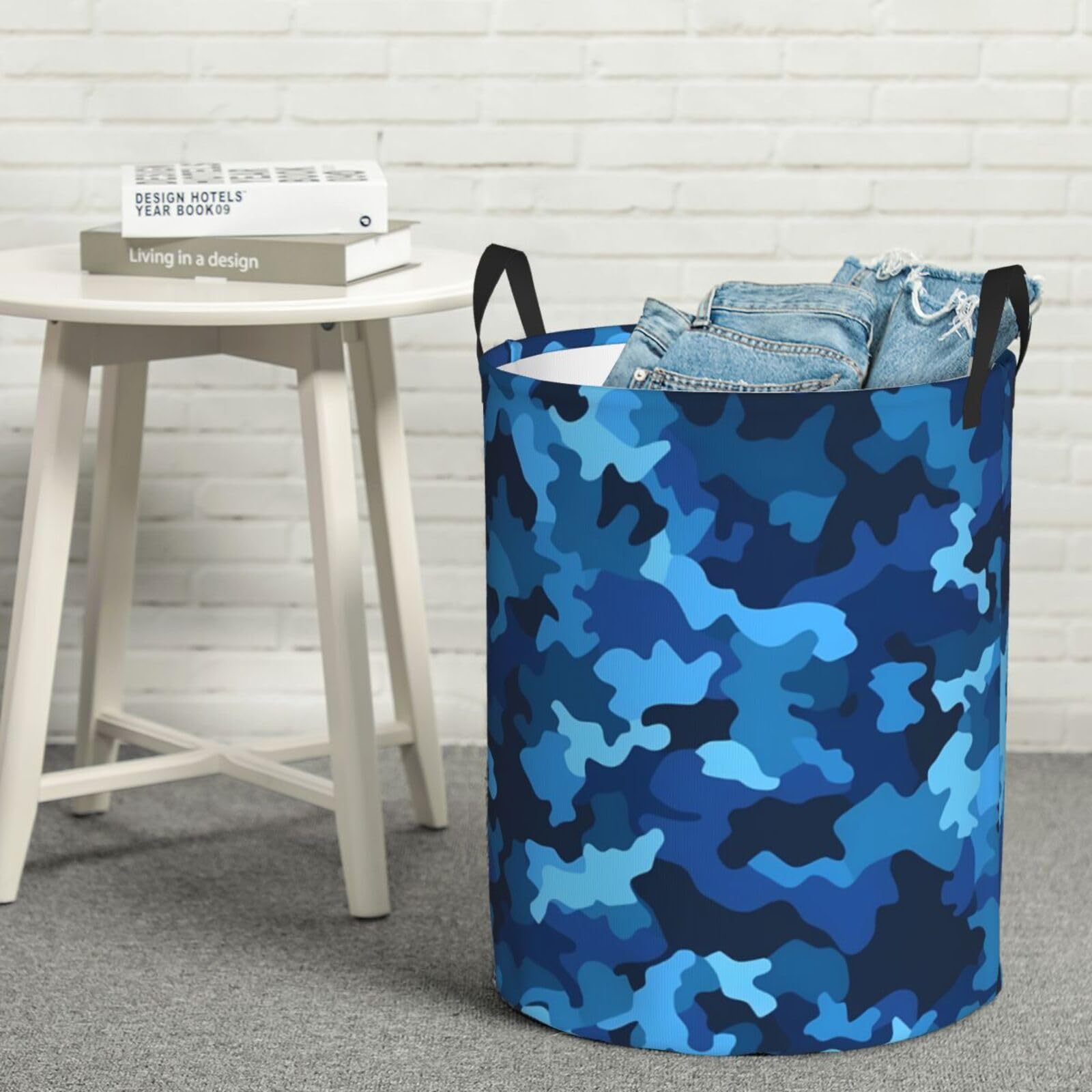 Panier à linge rond imperméable avec poignées pour la salle de bain
