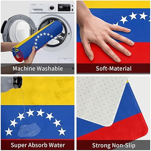 Miniatura 5 de Tapete de bienvenida con la bandera de Venezuela. # 20 x 31.5 pulgadas, alfombra de entrada para interiores y exteriores. Absorbente y