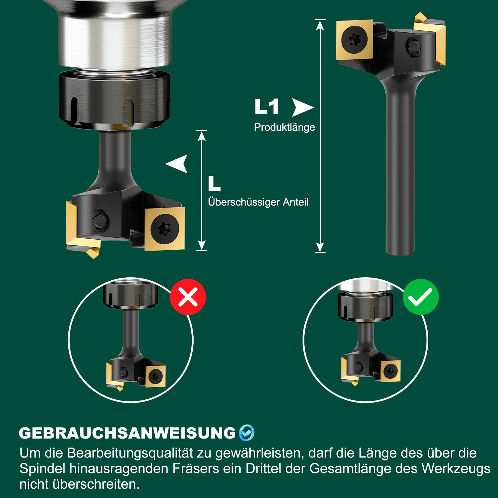 Fresa per fresa superiore 8 mm fusto – 35 mm di diametro – dotata di 3 lame intercambiabili in metallo duro 10,5 x 10,5 mm frese per legno