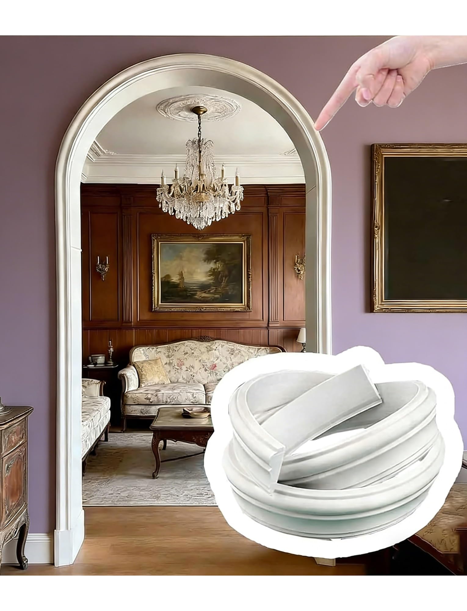 YDHSIKK Wall Trim Arch Kit, DIY PVC Arch Doorway Molding Kit Rounded Corner Trim Strip 1-10m(W 1.1cm/0.43in,L5m/16.4ft)