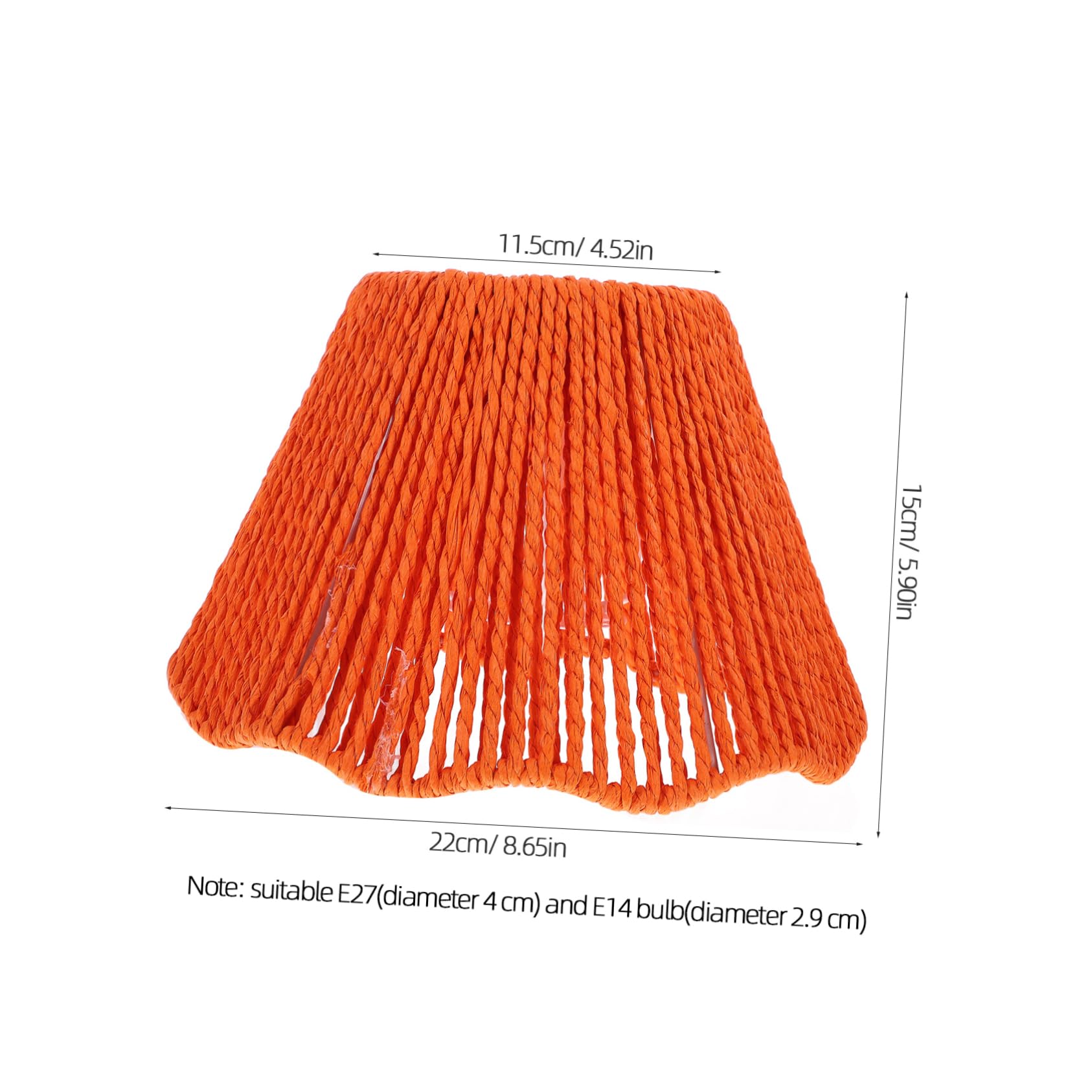 Abat-jour Décoratif en Corde de Papier Orange, Tissé