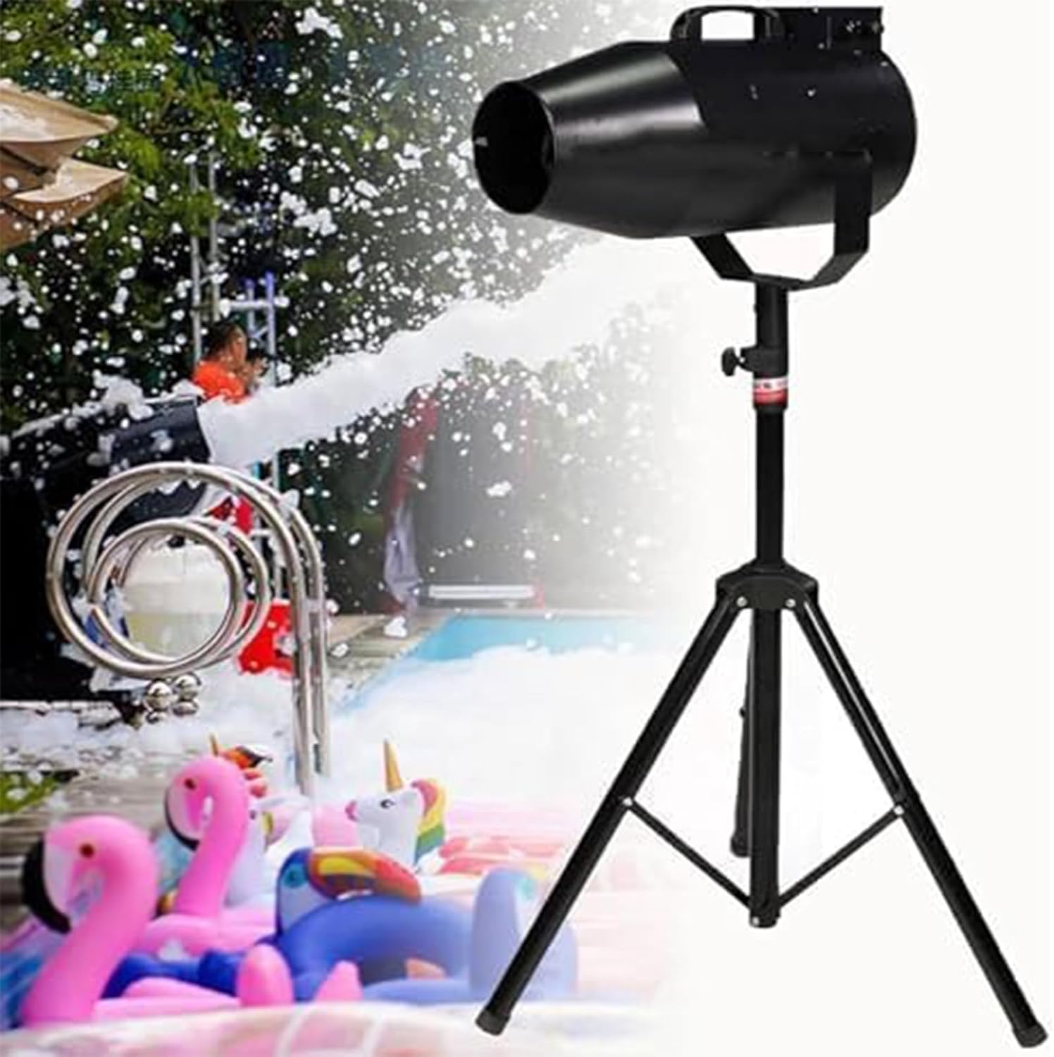Stage Large Foam Machine,1000W Party Shaking Head Jet Bubble Machine,6-10m Distance/80㎡ Area,for Backyard,Pool,Outdoor Events,Birthdays,Celebrations and Party