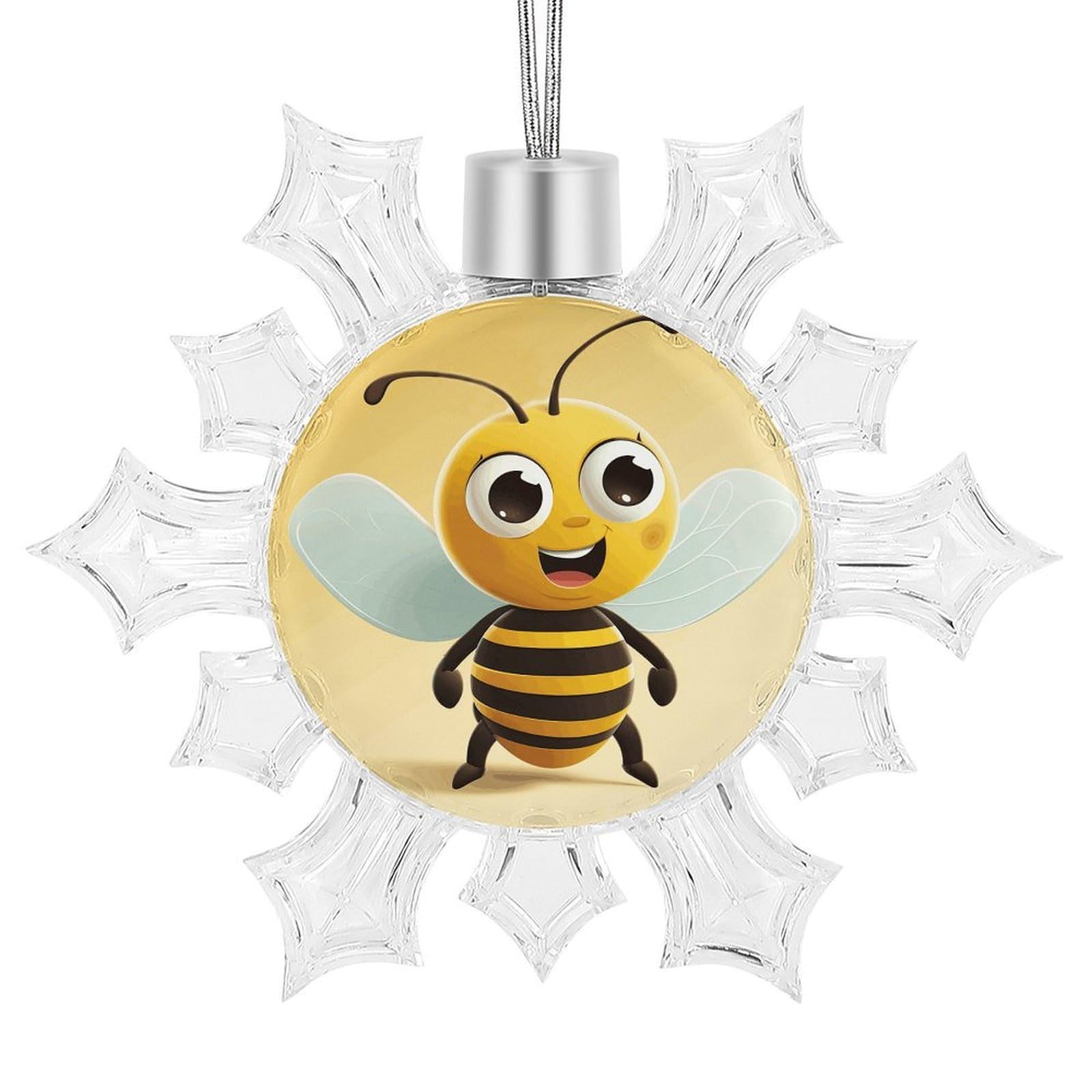 Cartoon Bee Snowflake Ornaments Cute Snowflake Pendant Exquisite Christmas Tree Ornaments for Christmas Weddings New Year Birthday Holiday Celebration