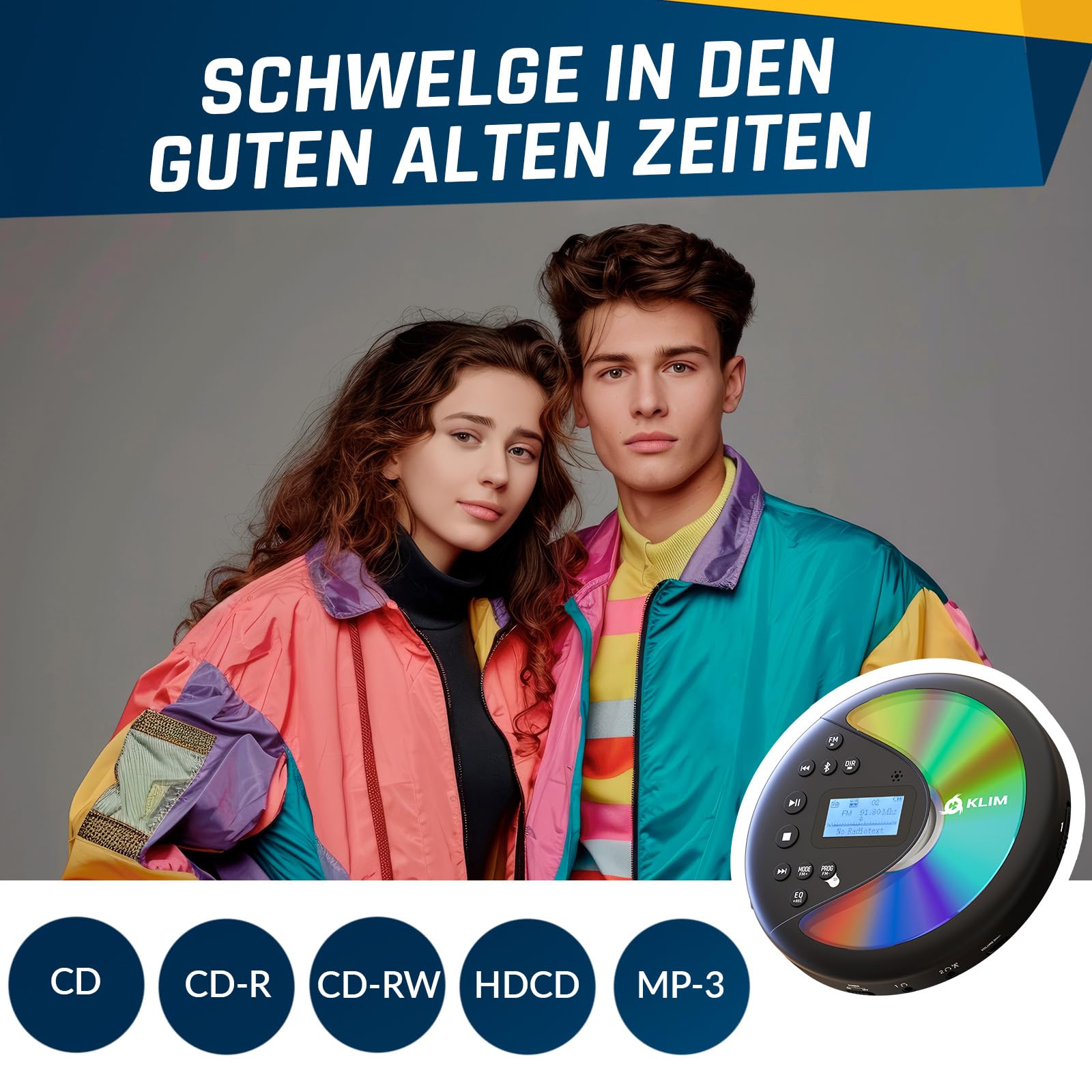 Discover Tragbarer CD Player mit Bluetooth Radio und Akku - Mit Headset